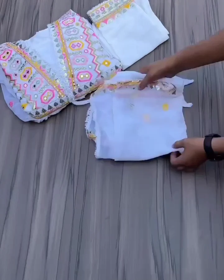 Impressive White Color Embroidery With Sequence Work Gown - Image 4