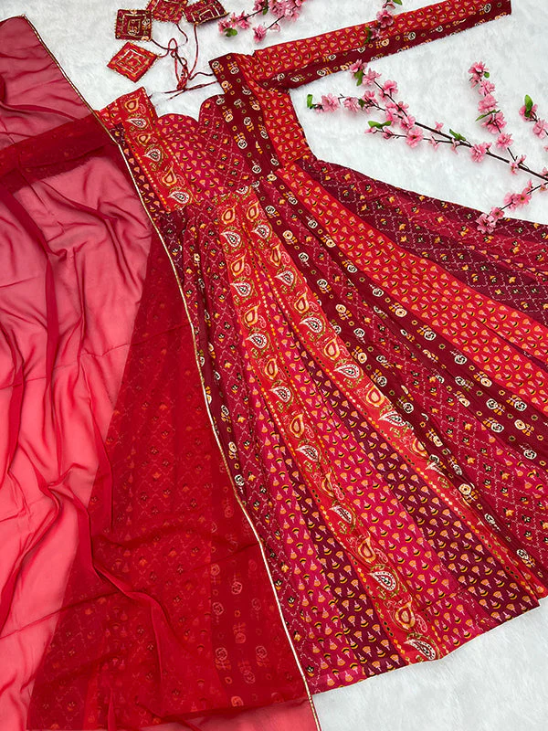 Magenta Red Anarkali Gown With Dupatta Set - Image 7
